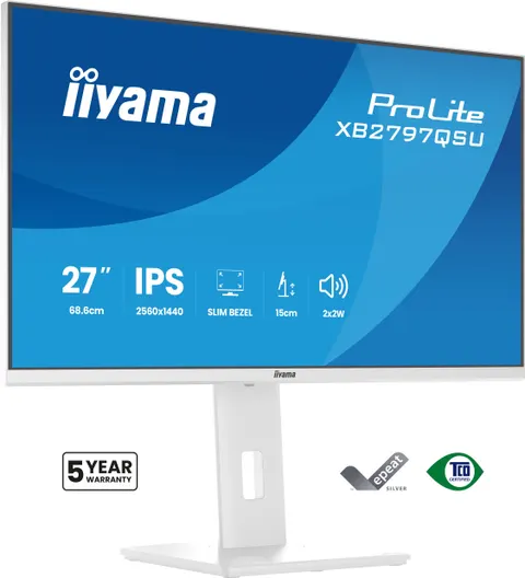 iiyama ProLite XB2797QSU-W1 computer monitor 68.6 cm (27") 2560 x 1440 pixels Quad HD LED White