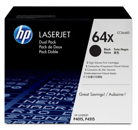 HP 64X 2-pack High Yield Black Original LaserJet Toner Cartridges