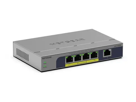 NETGEAR GS105PP Unmanaged Gigabit Ethernet (10/100/1000) Power over Ethernet (PoE) Desktop/Wall-Mounting Grey