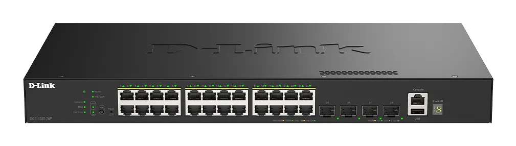 D-Link 28-Port Gigabit Stackable PoE+ Smart Managed Switch with 4 x 10G SFP+ Ports