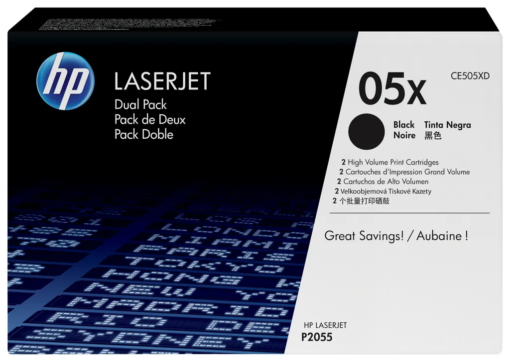 HP 05X 2-pack High Yield Black Original LaserJet Toner Cartridges