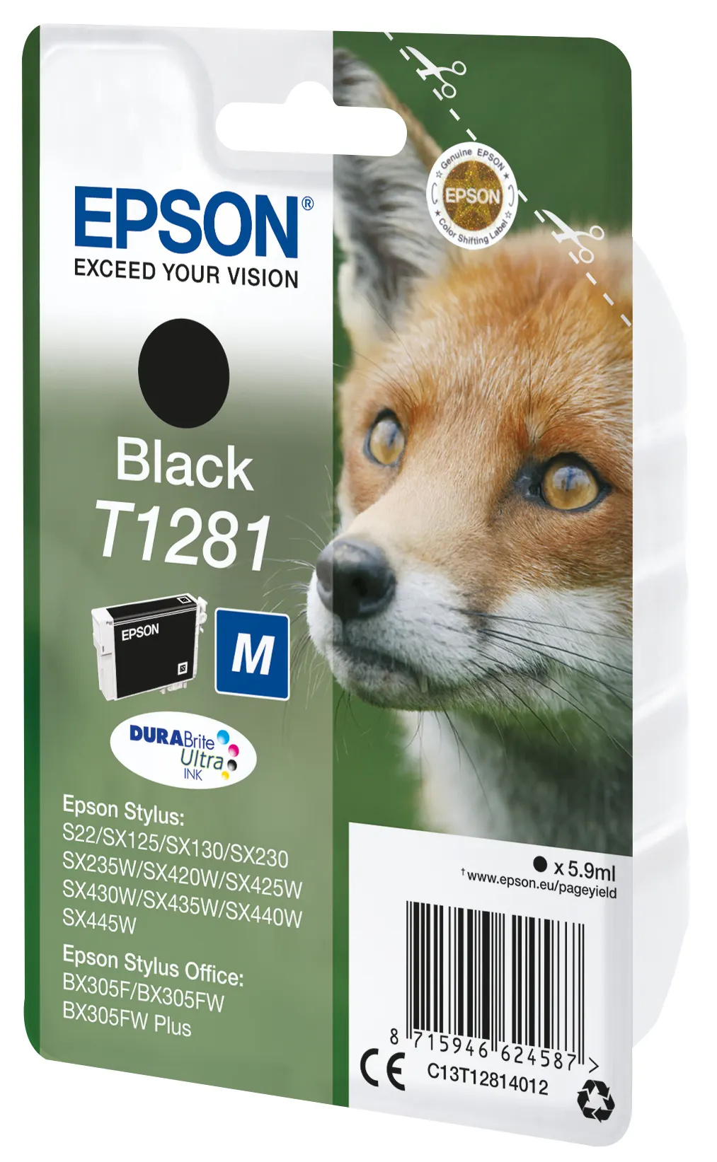 Epson Fox T1281 DURABrite Ultra Single Black Ink