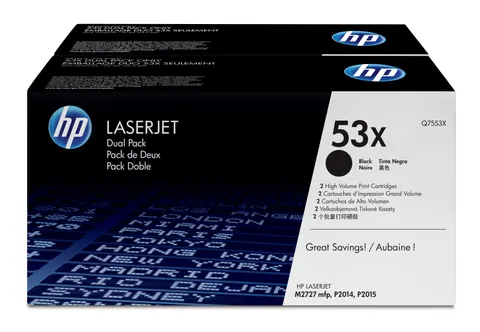HP 53X 2-pack High Yield Black Original LaserJet Toner Cartridges