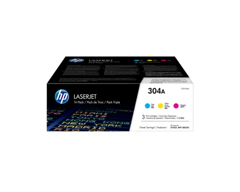 HP 304A 3-pack Cyan/Magenta/Yellow Original LaserJet Toner Cartridges